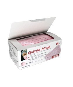 Gisafe Mascherina Chirurgica Filtrante 98% 3 Veli Tipo Iir Con Elastici - Adulti - Rosa - Scatola da 50 Pz
