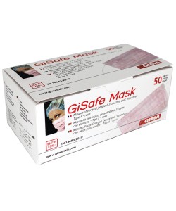 Gisafe Mascherina Chirurgica Filtrante 98% 3 Veli Tipo Iir Con Elastici - Adulti - Rosa - Scatola da 50 Pz