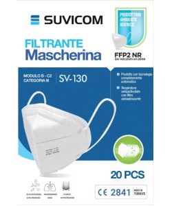 MASCHERINA FFP2 SUVICOM CON ELASTICI ALLE ORECCHIE BIANCA